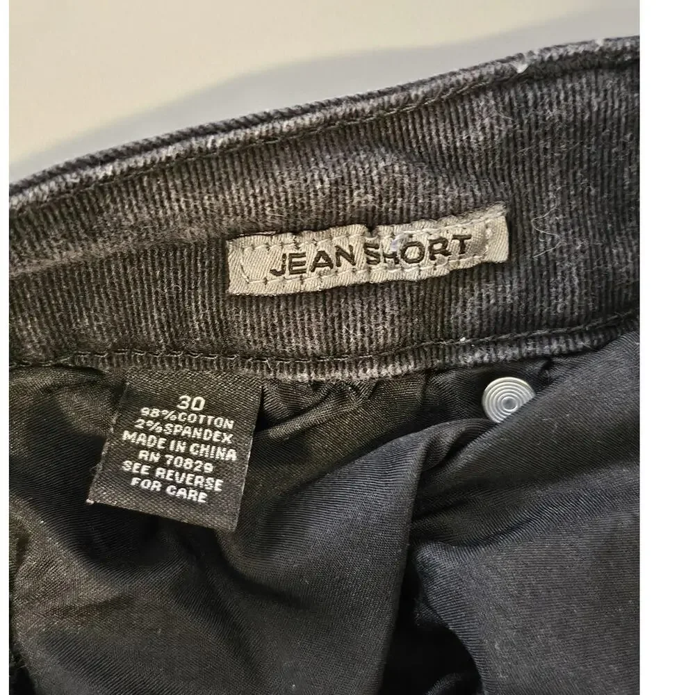BLACK Label Jean Short Men's 30 Cotton‎ Ripped Zipper Denim Bermuda